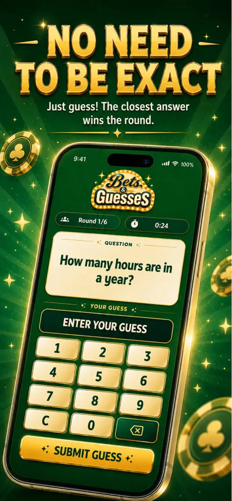 Bets & Guesses number entry screen